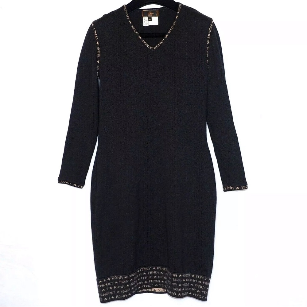 FENDI Vintage FF Logo Cashmere Dress